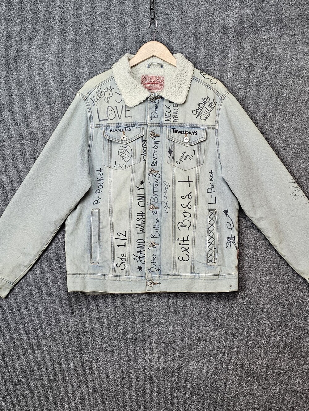 Men's One-of-A-Kind| Upcycled Levi's Sherpa Jacket| Inspired Punk Vibe Lil Peep